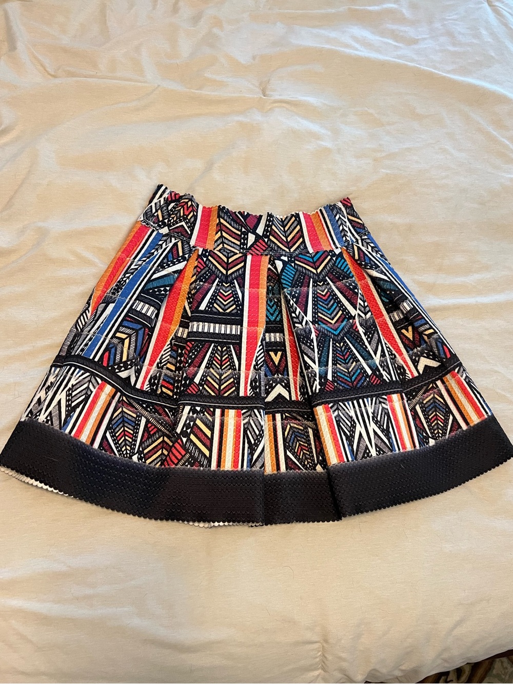 Xhilaration Multicolor Tribal Print Circle Skirt with Black Trim
